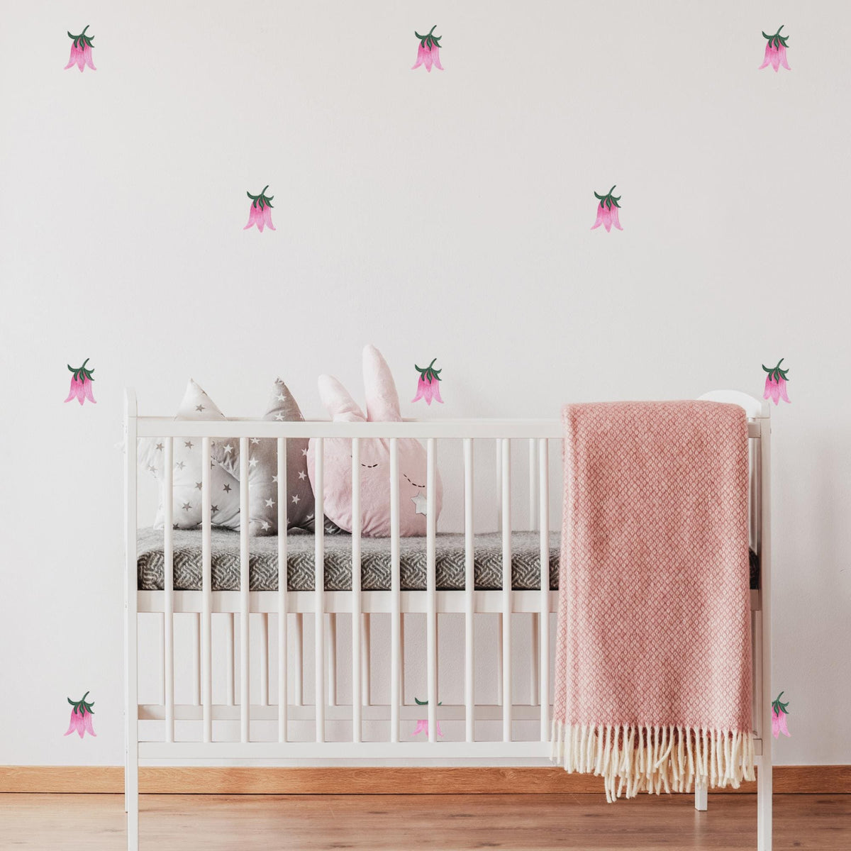 Pink Tulip Flower Fabric Wall Stickers