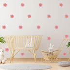 Pink and Orange Flower Fabric Wall Stickers