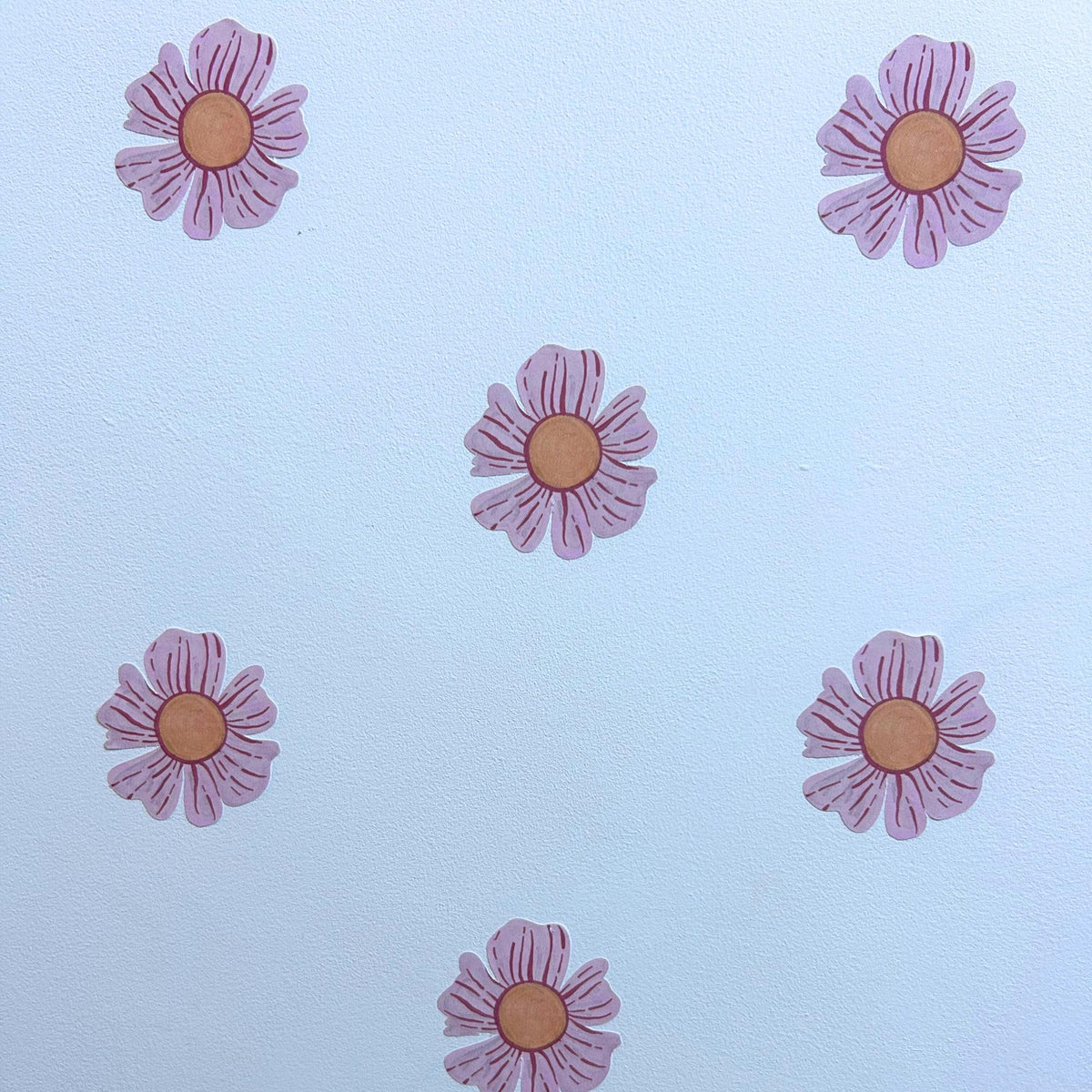 Pink and Orange Flower Fabric Wall Stickers