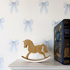 Blue Gingham Bow Fabric Wall Stickers