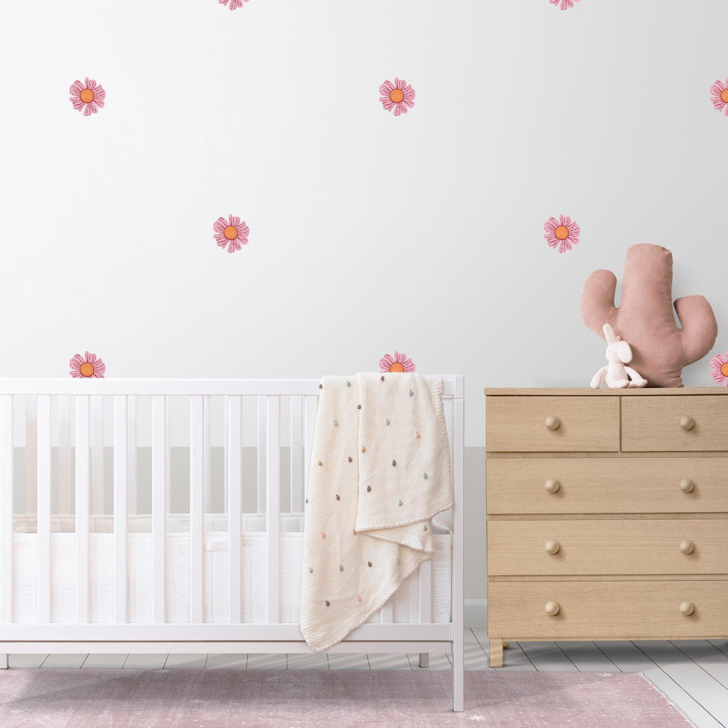 Pink and Orange Flower Fabric Wall Stickers