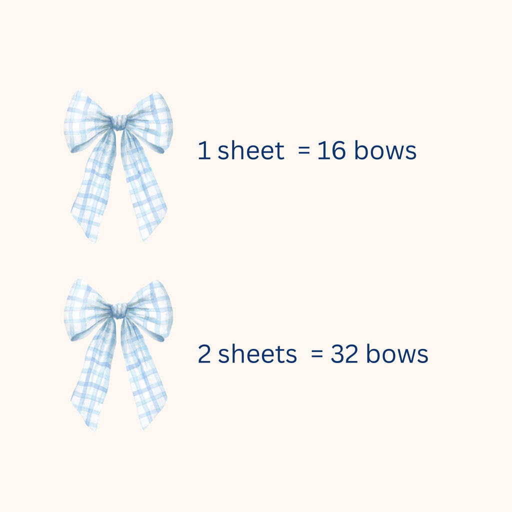 Blue Gingham Bow Fabric Wall Stickers