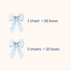 Blue Gingham Bow Fabric Wall Stickers