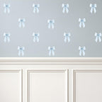 Blue Gingham Bow Fabric Wall Stickers
