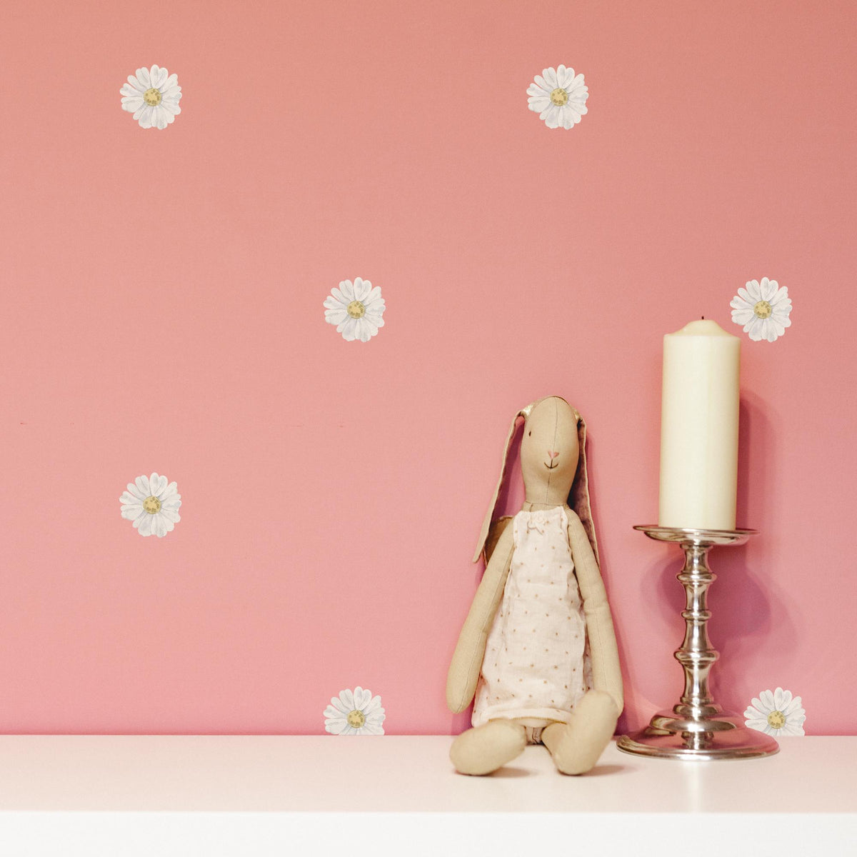 White Daisy Flower Fabric Wall Decals