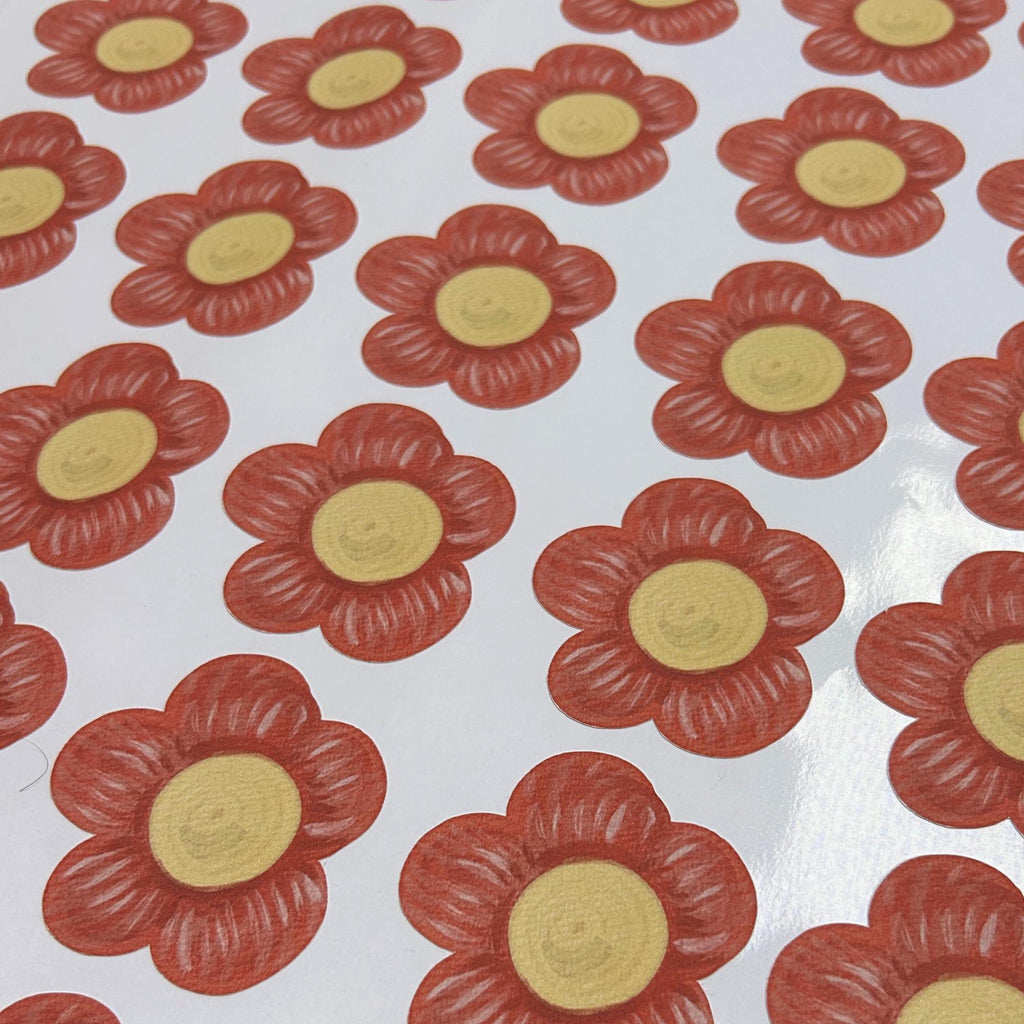 Red Daisy Flower Fabric Wall Decals