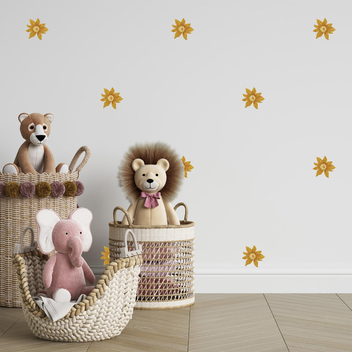 Yellow Sunflower Fabric Wall Decals