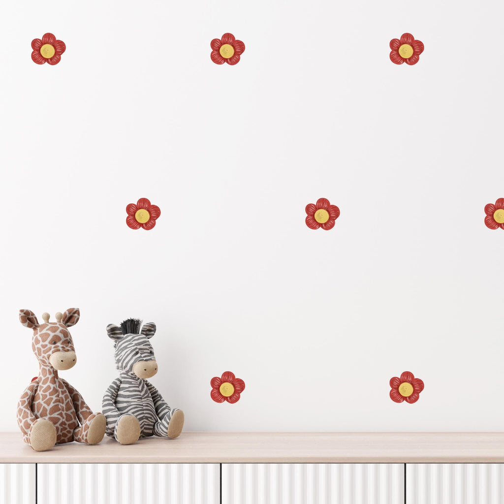 Red Daisy Flower Fabric Wall Decals