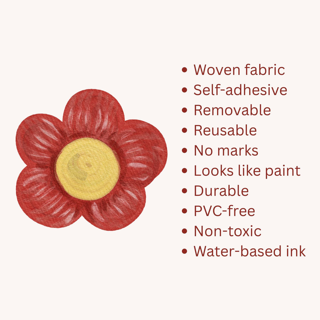 Red Daisy Flower Fabric Wall Decals