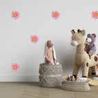 Pink and Orange Flower Fabric Wall Stickers