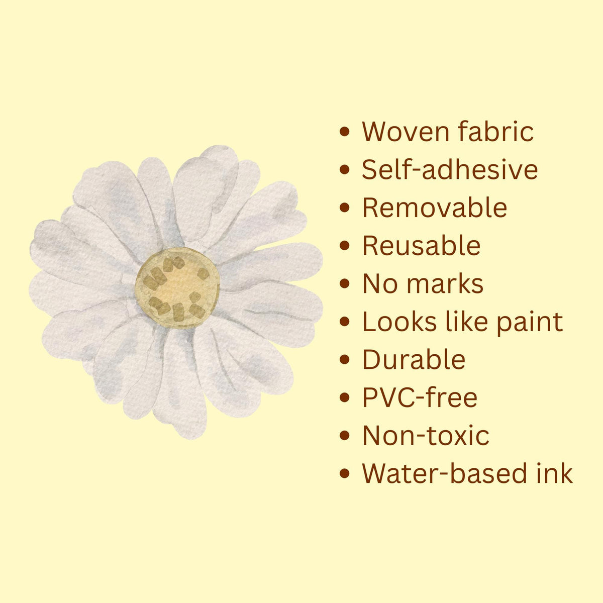 White Daisy Flower Fabric Wall Decals