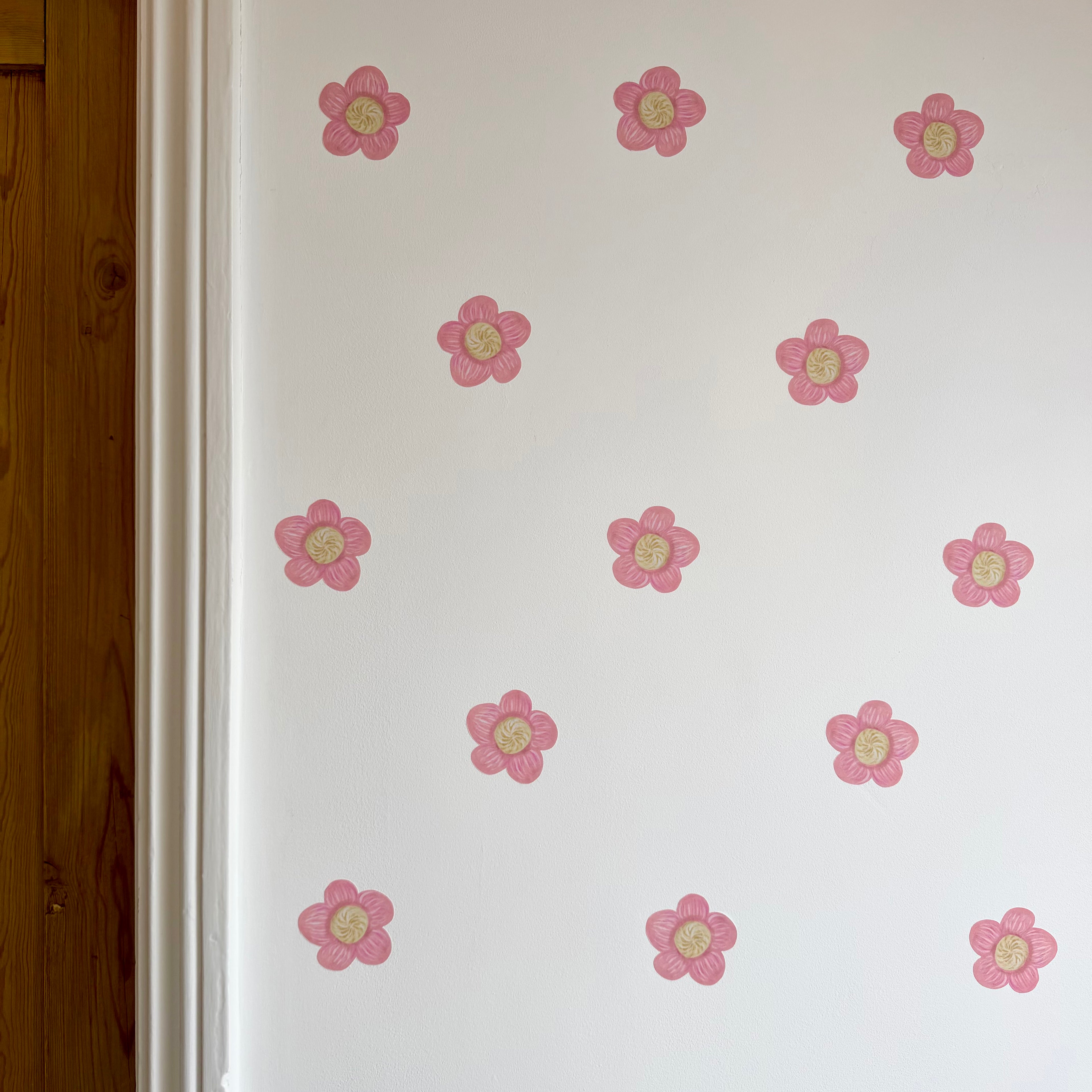 Pink Daisy Flower Fabric Wall Stickers
