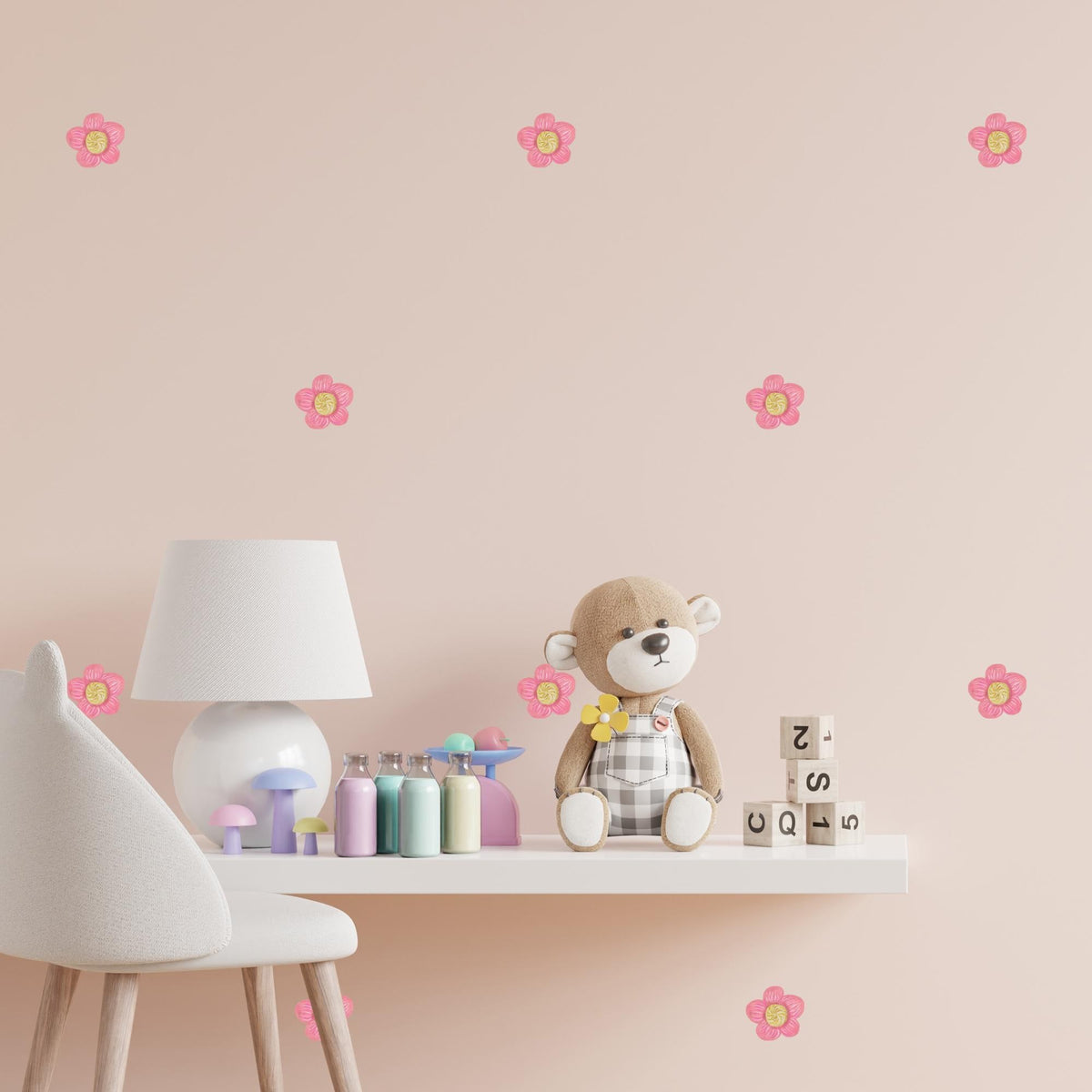 Pink Daisy Flower Fabric Wall Stickers
