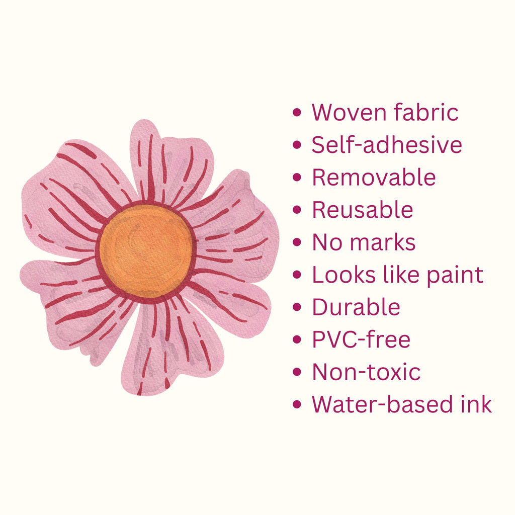 Pink and Orange Flower Fabric Wall Stickers