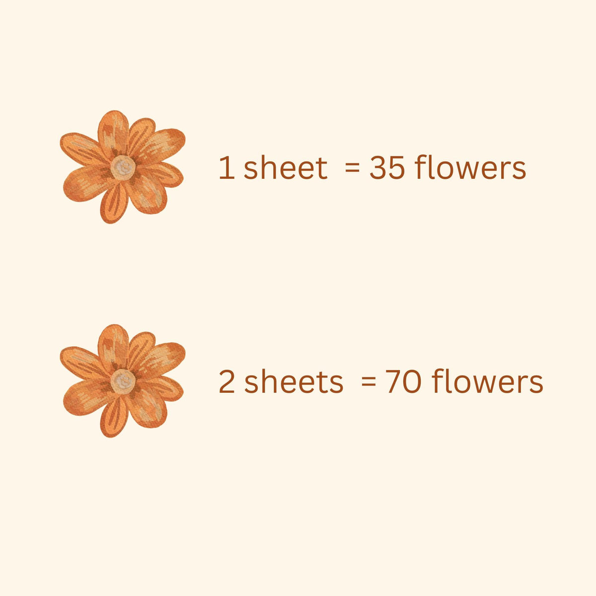 Orange Terracotta Flower Fabric Wall Stickers
