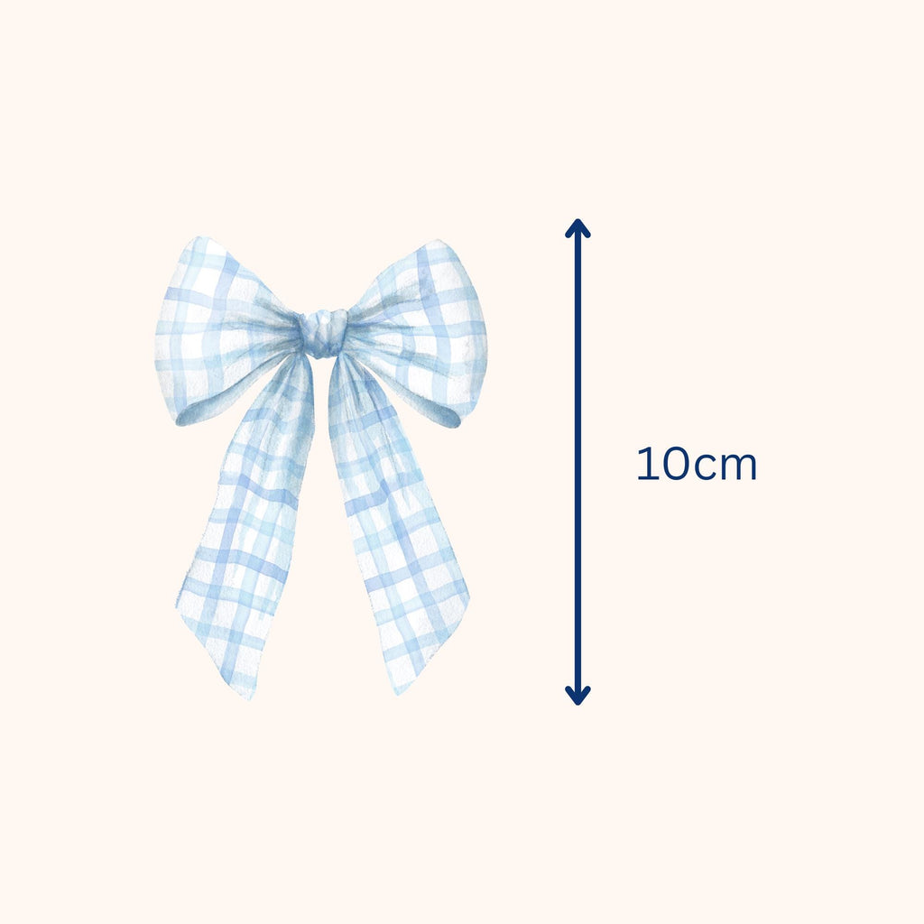 Blue Gingham Bow Fabric Wall Stickers