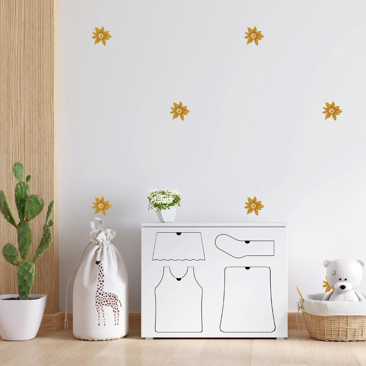 Yellow Sunflower Fabric Wall Decals