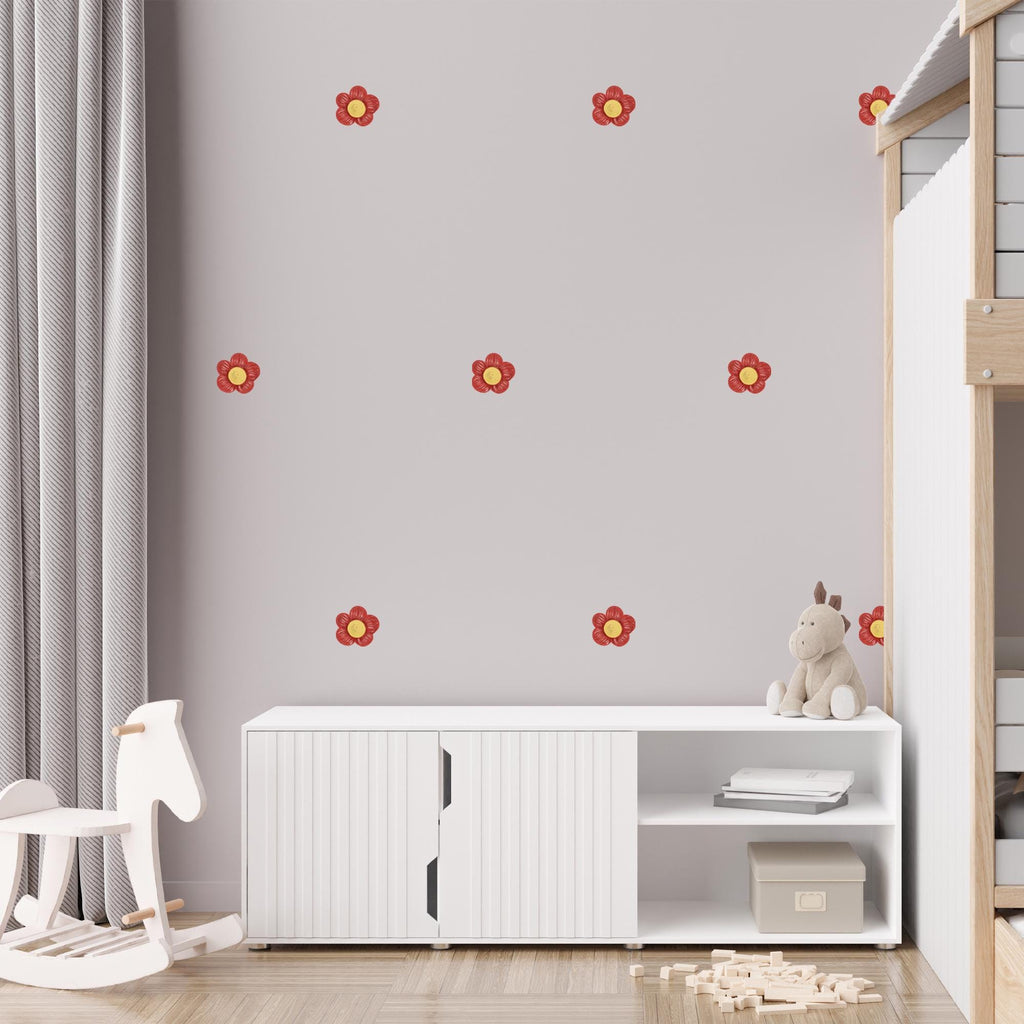 Red Daisy Flower Fabric Wall Decals