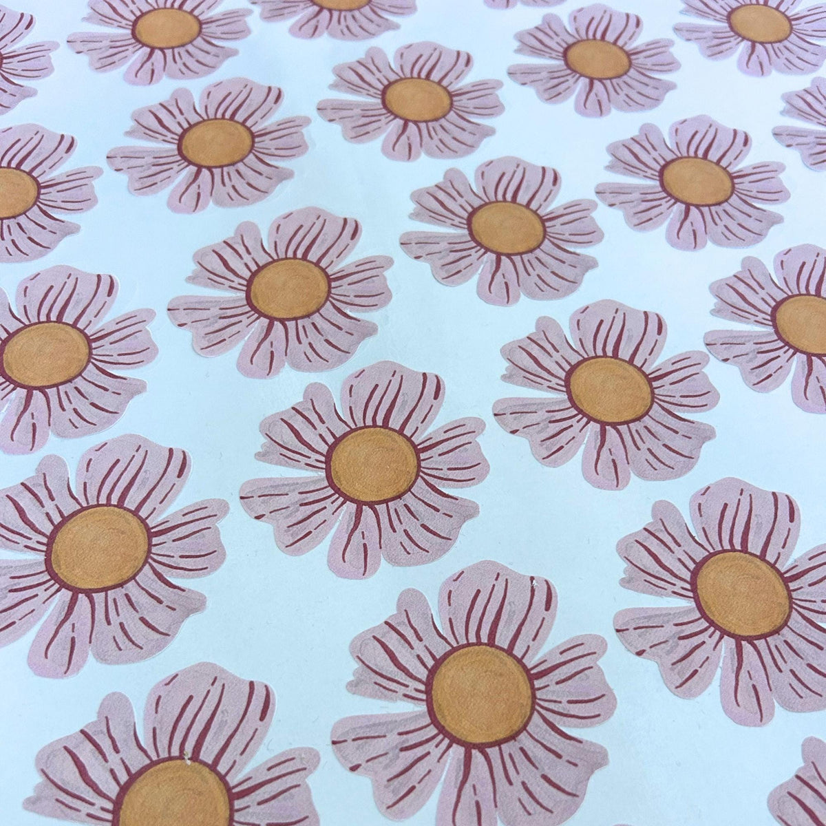 Pink and Orange Flower Fabric Wall Stickers