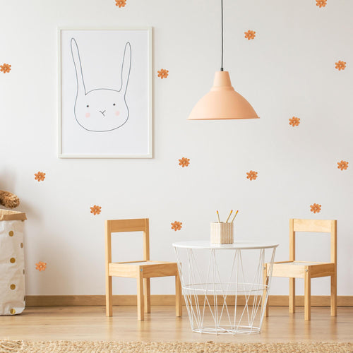 Orange Terracotta Flower Fabric Wall Stickers