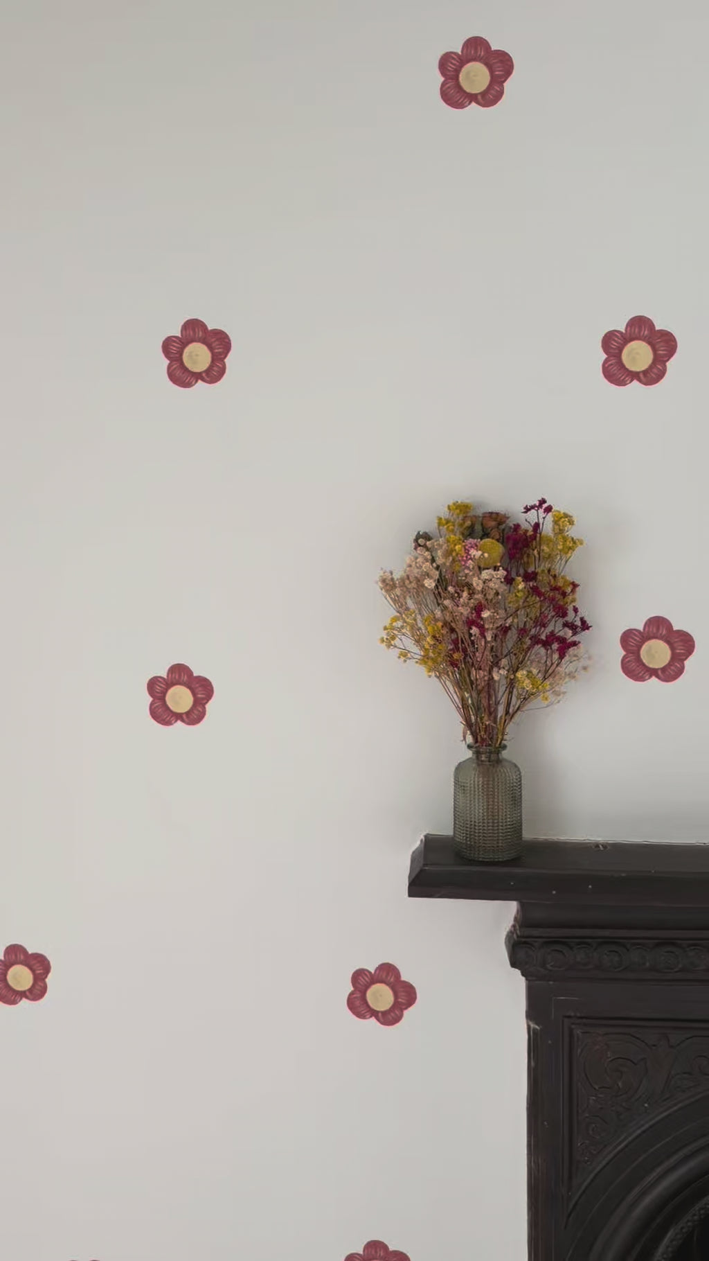 Red Daisy Flower Fabric Wall Stickers