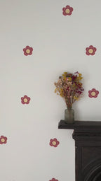Red Daisy Flower Fabric Wall Stickers
