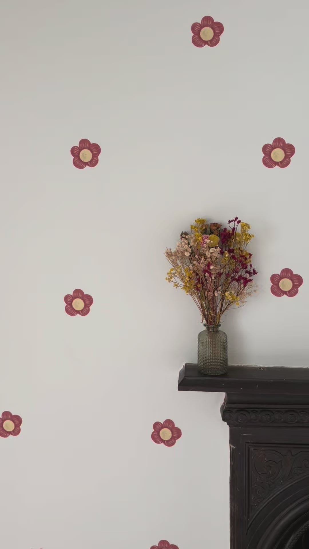 Red Daisy Flower Fabric Wall Stickers